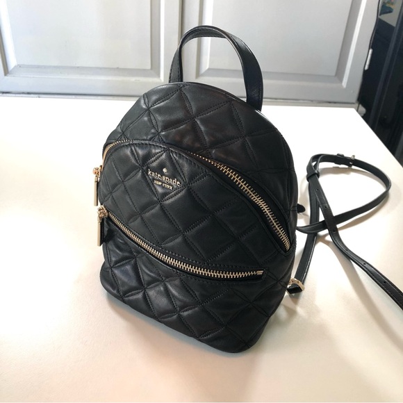 Kate Spade Natalia Mini Convertible Backpack, Crossbody, Quilted Bag, in Black - Picture 13 of 16